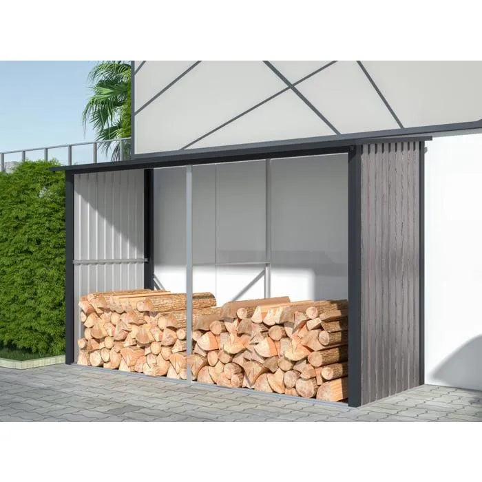 VENTE-UNIQUE Brennholz-Unterstand aus verzinktem Stahl in Holzoptik – 5,78 m³